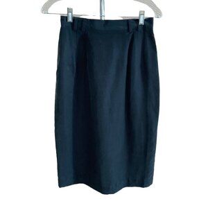 Vintage DG Studio Black 100% Silk Pleated Pencil Skirt Sz 8